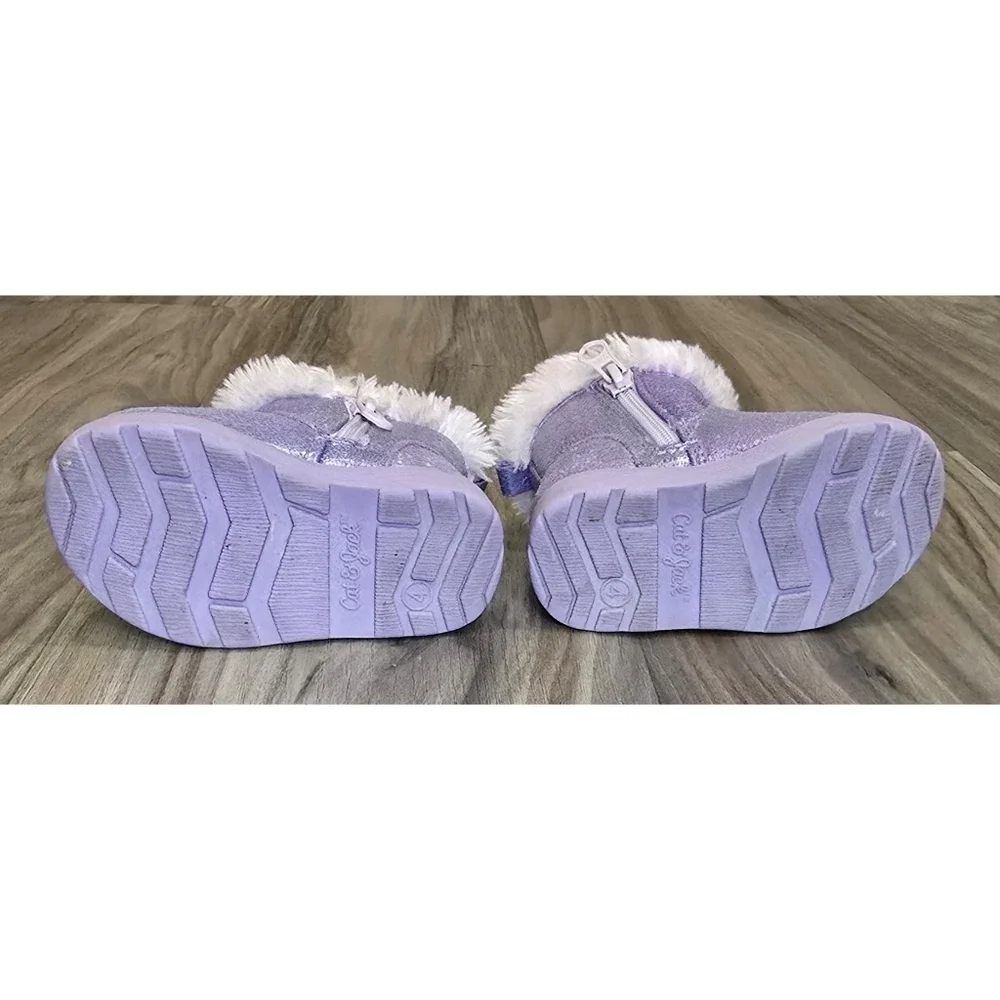 Cat & Jack Toddler Girls Boots – Size 4 – Purple Sparkly Faux Fur